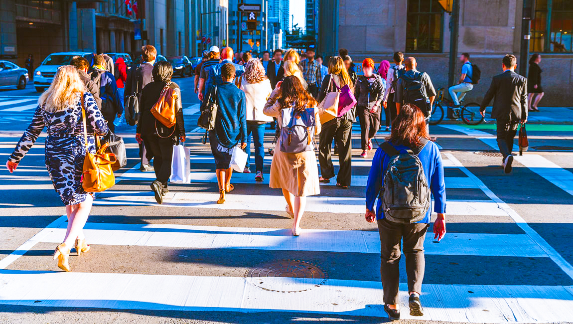 Busy city crosswalk