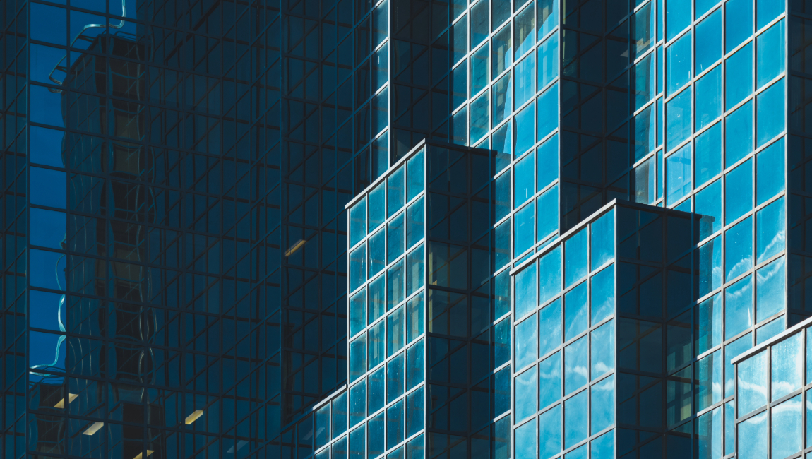 Close up of office buildings