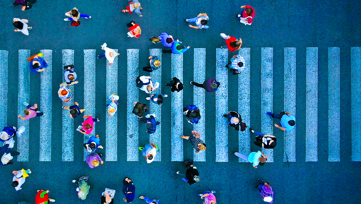 Busy city crosswalk