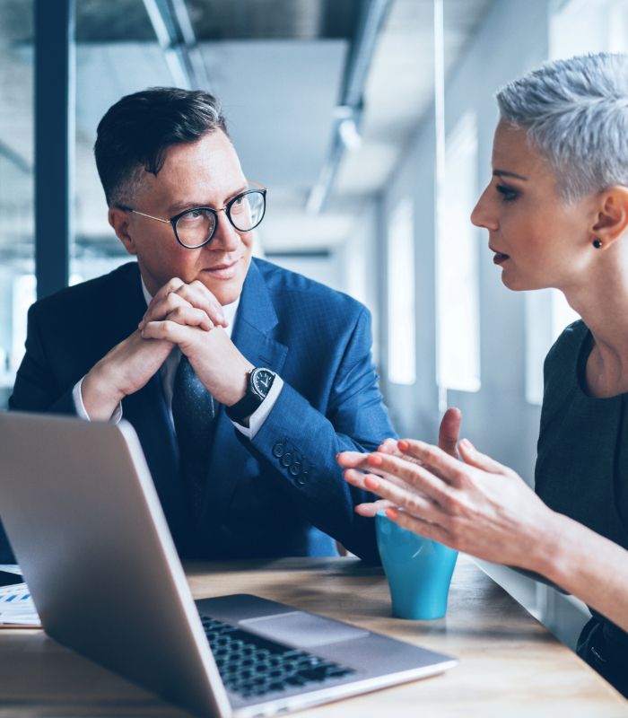 Two colleagues having a meeting